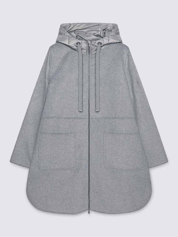 Mantel aus Wollmischung mit Kapuze aus Nylon