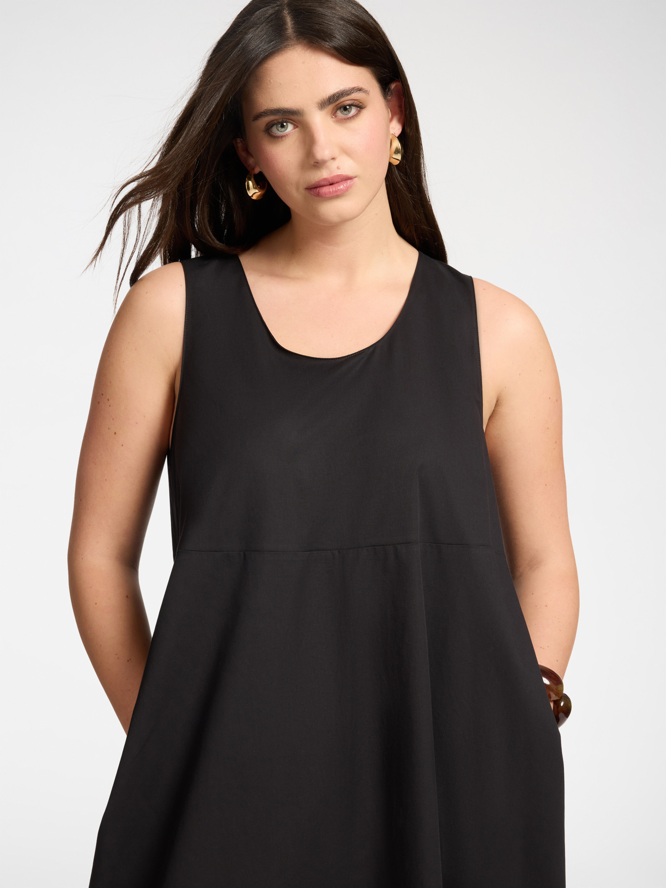 Barrel dress in poplin image number 3
