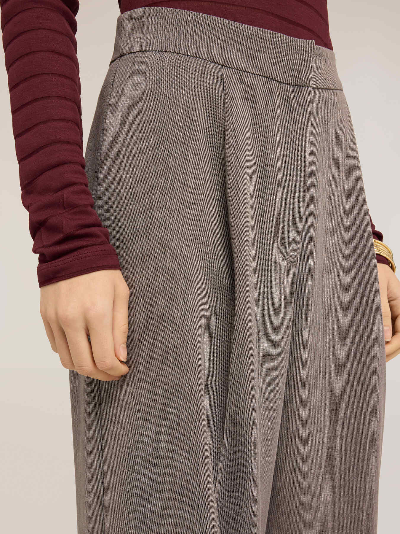 Palazzo pants in yarn-dyed fabric image number 3