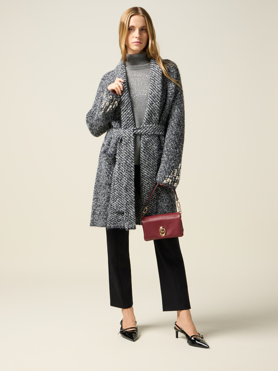 Cardigan in maglia con cintura