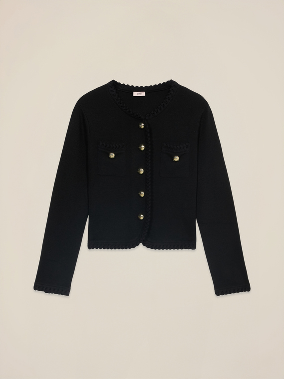 Knitted jacket with worked edges