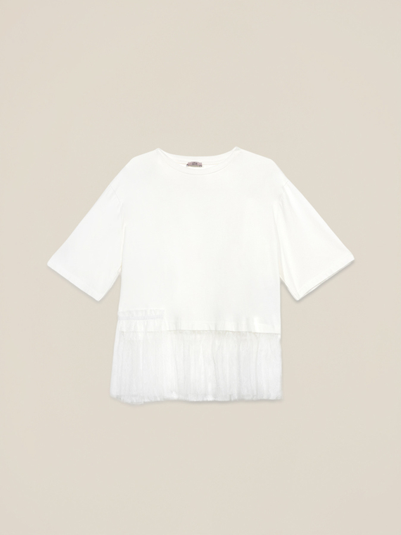Tricou bimateric din jerseu mixt de bumbac