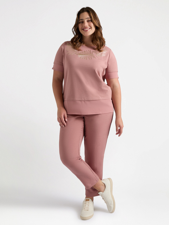 T-Shirt mit Blätter-Druck