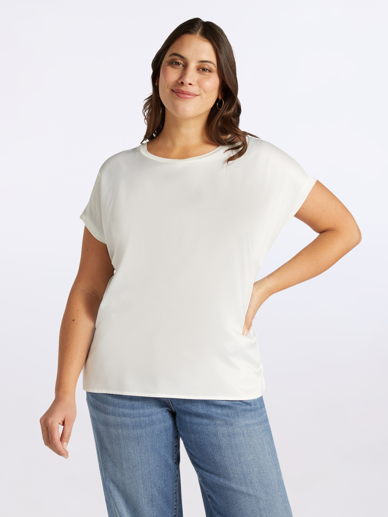 Satin and jersey blouse image number 0