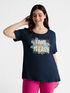 T-shirt avec imprimé et strass image number 3