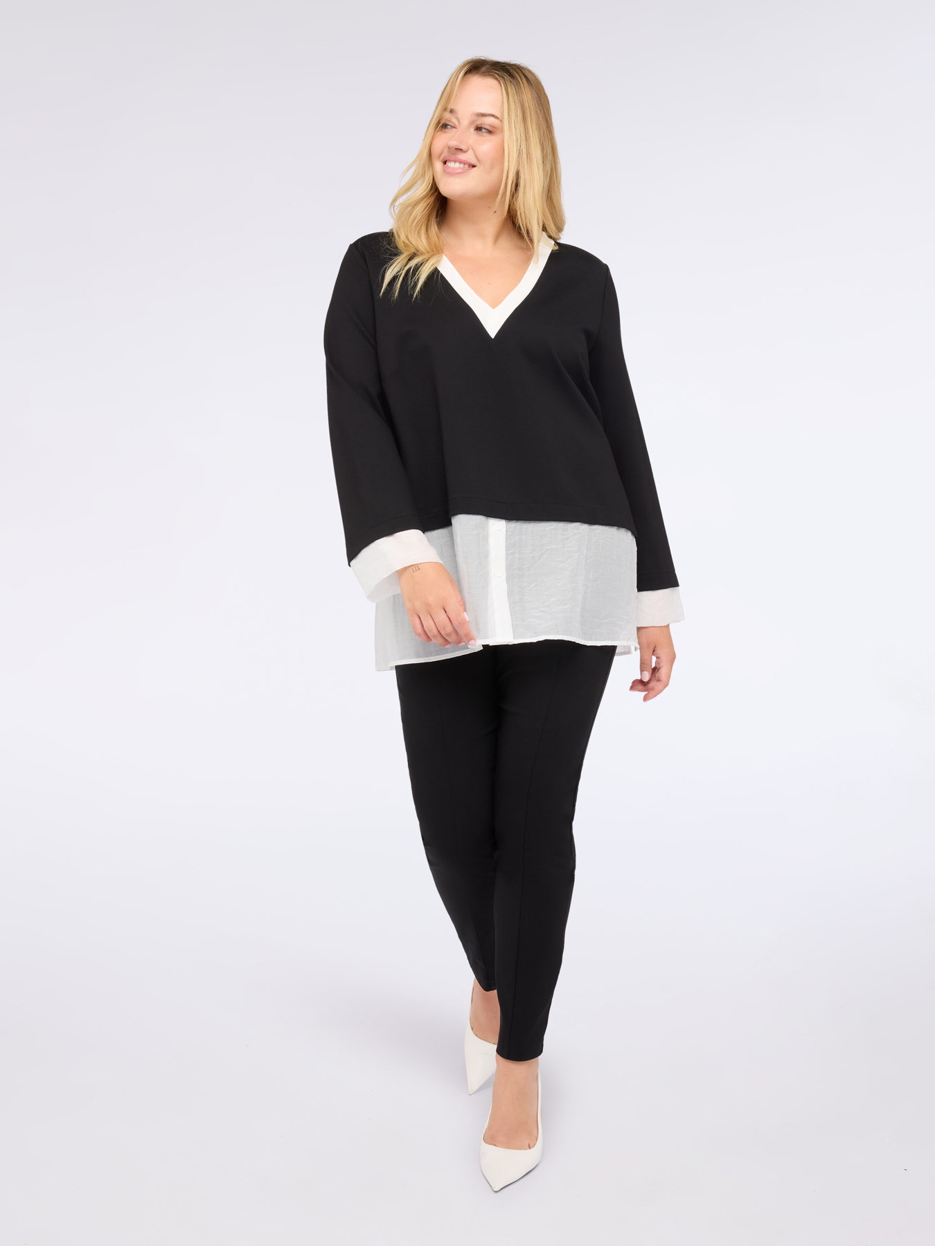 Shirt with integrated jersey sweatshirt image number 2