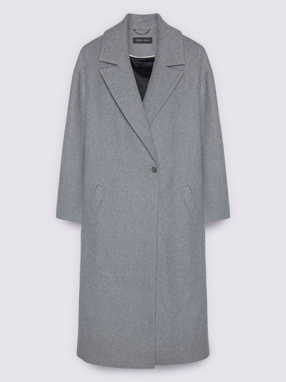 Cappotto lungo in panno misto lana