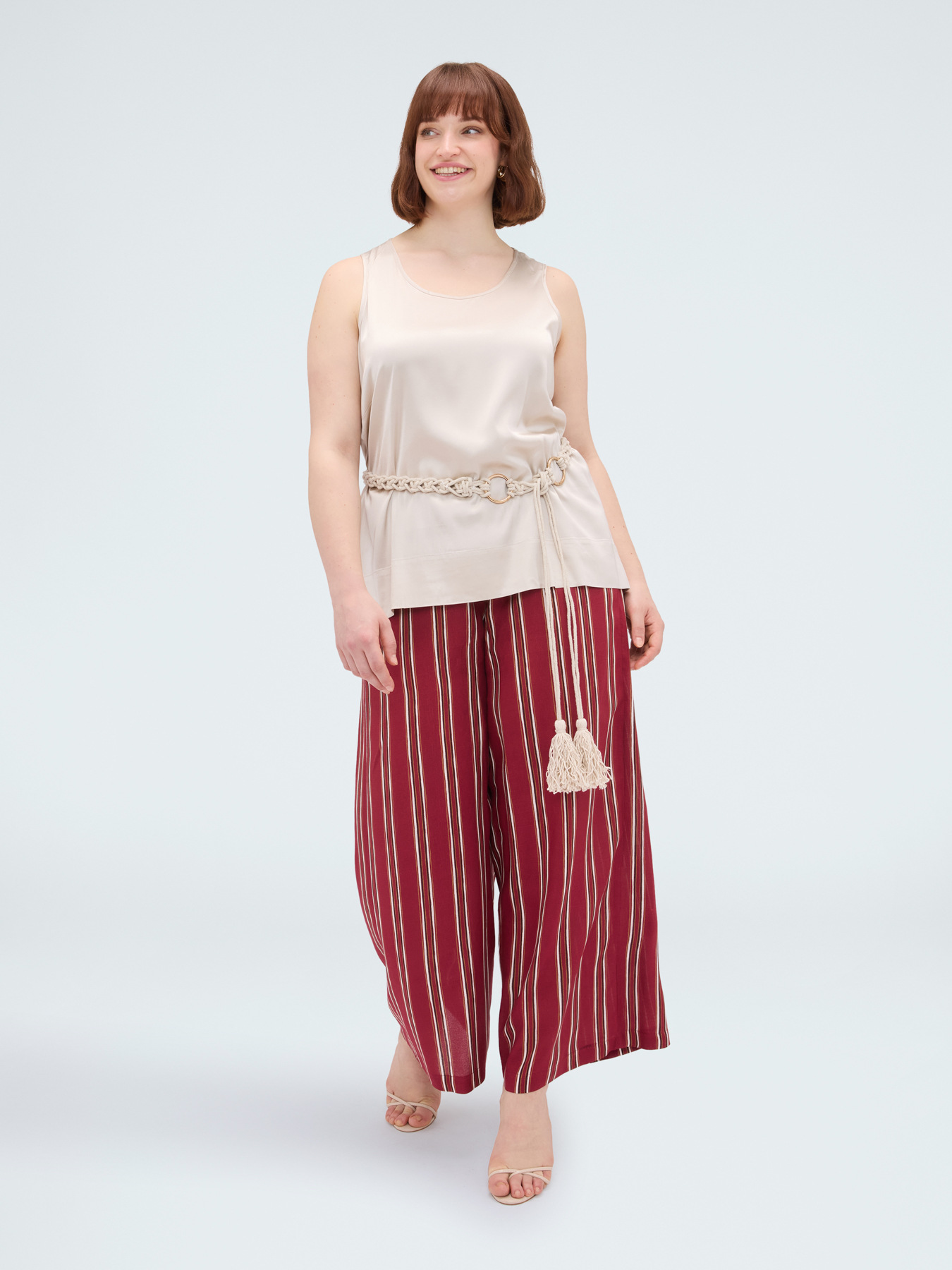 Pantalon Wide Leg en viscose &agrave; rayures image number 2