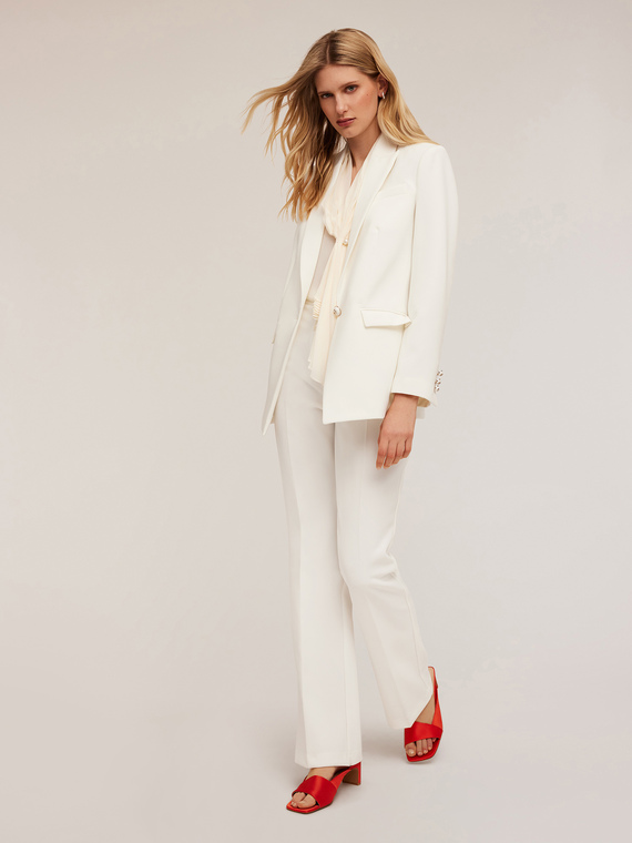 Veste de costume à simple boutonnage en tissu crêpe