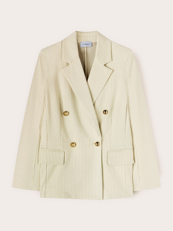 Double-breasted pinstripe blazer in cotton blend