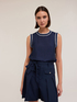 Lyocell blend top with ribbed trims image number 0
