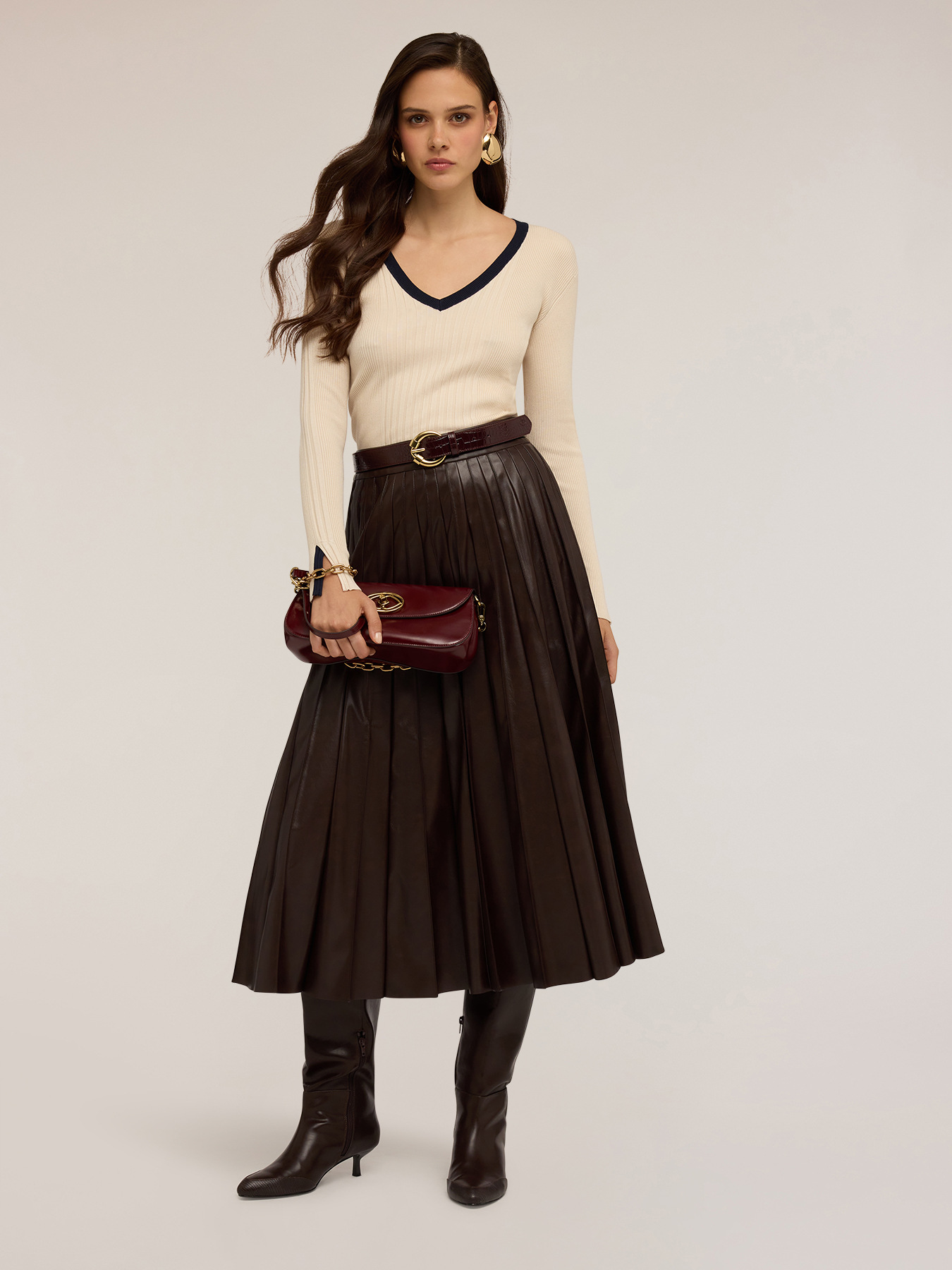 Pulover bicolor cu nervuri image number 3