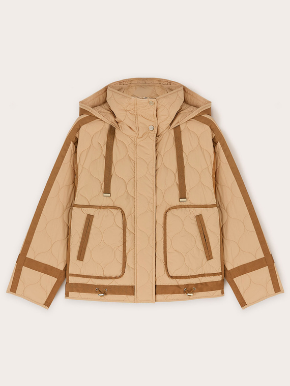 Quilted jacket with grosgrain trim