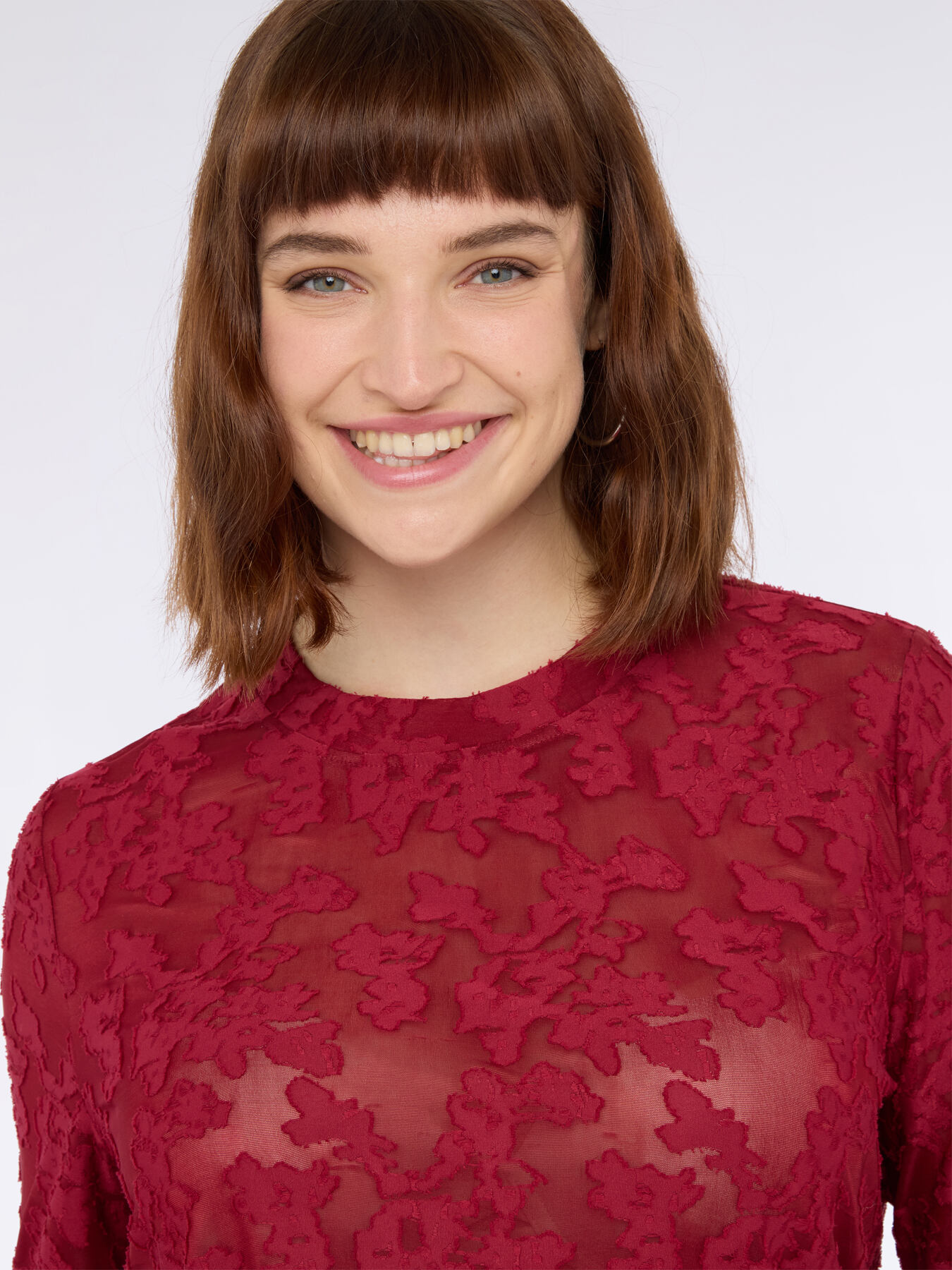 Lace T-shirt with floral pattern image number 2