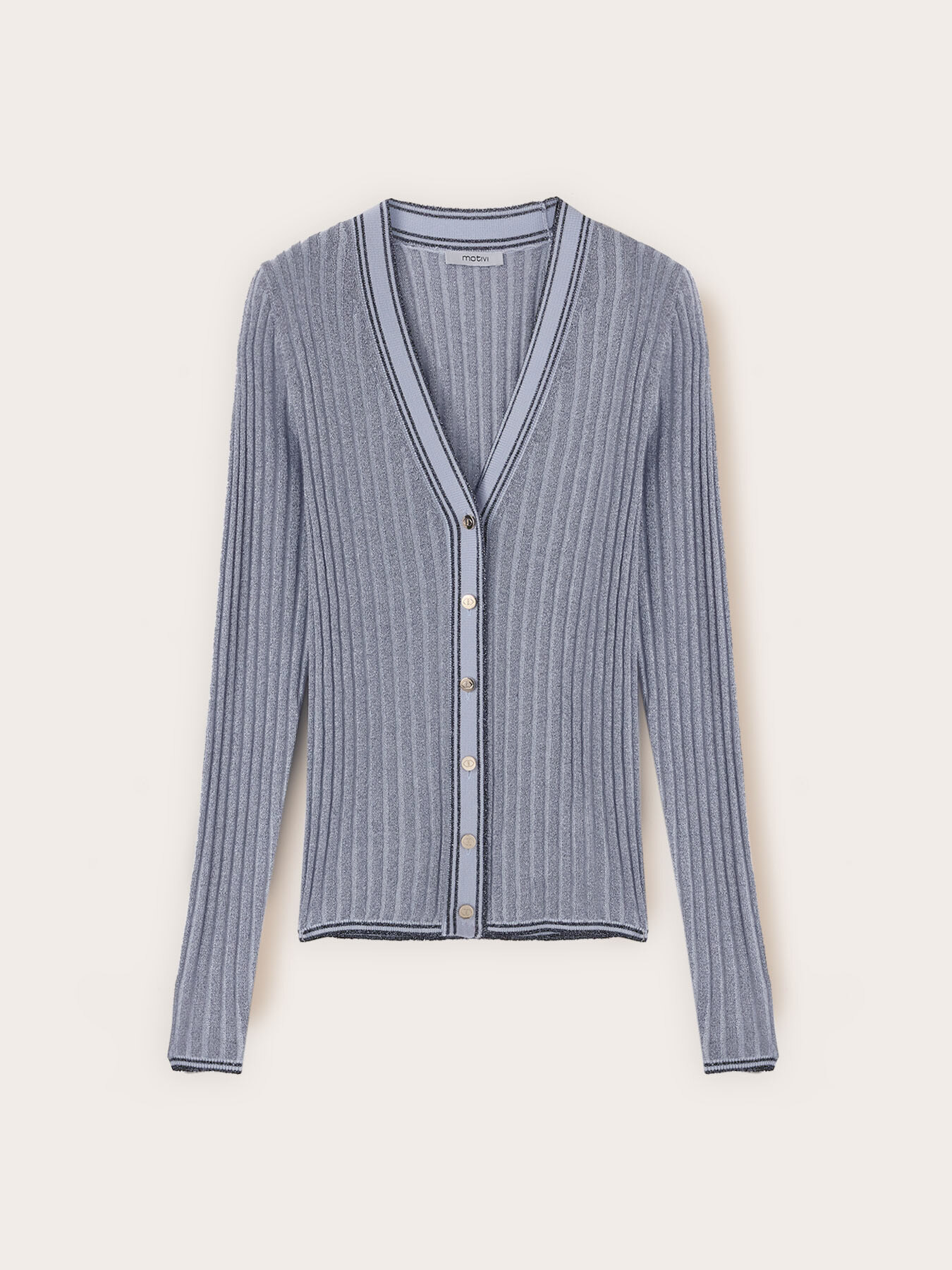 Ribbed knit cardigan with lurex blend image number 4