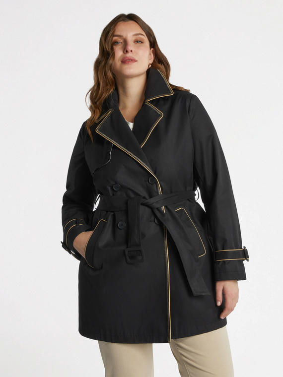 Trenchcoat mit Bordüren in Kontrastfarbe