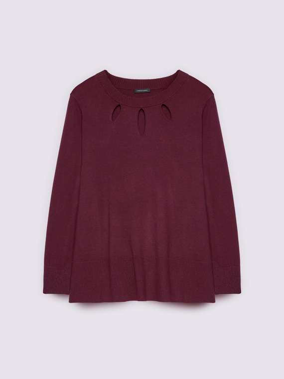 Sweater with cut-out details on the crewneck