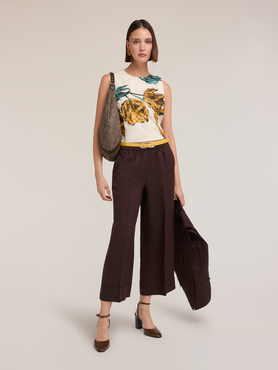Poplin top with floral print