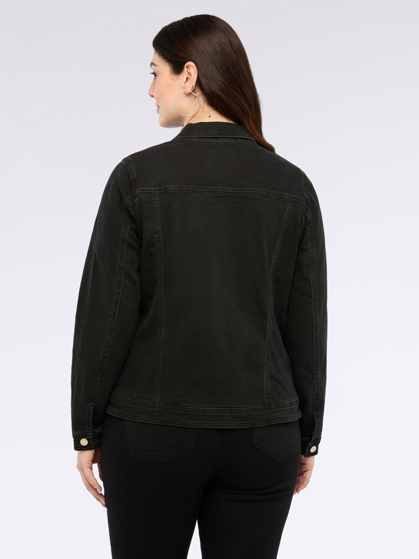 Denim jacket with zip and pockets image number 1