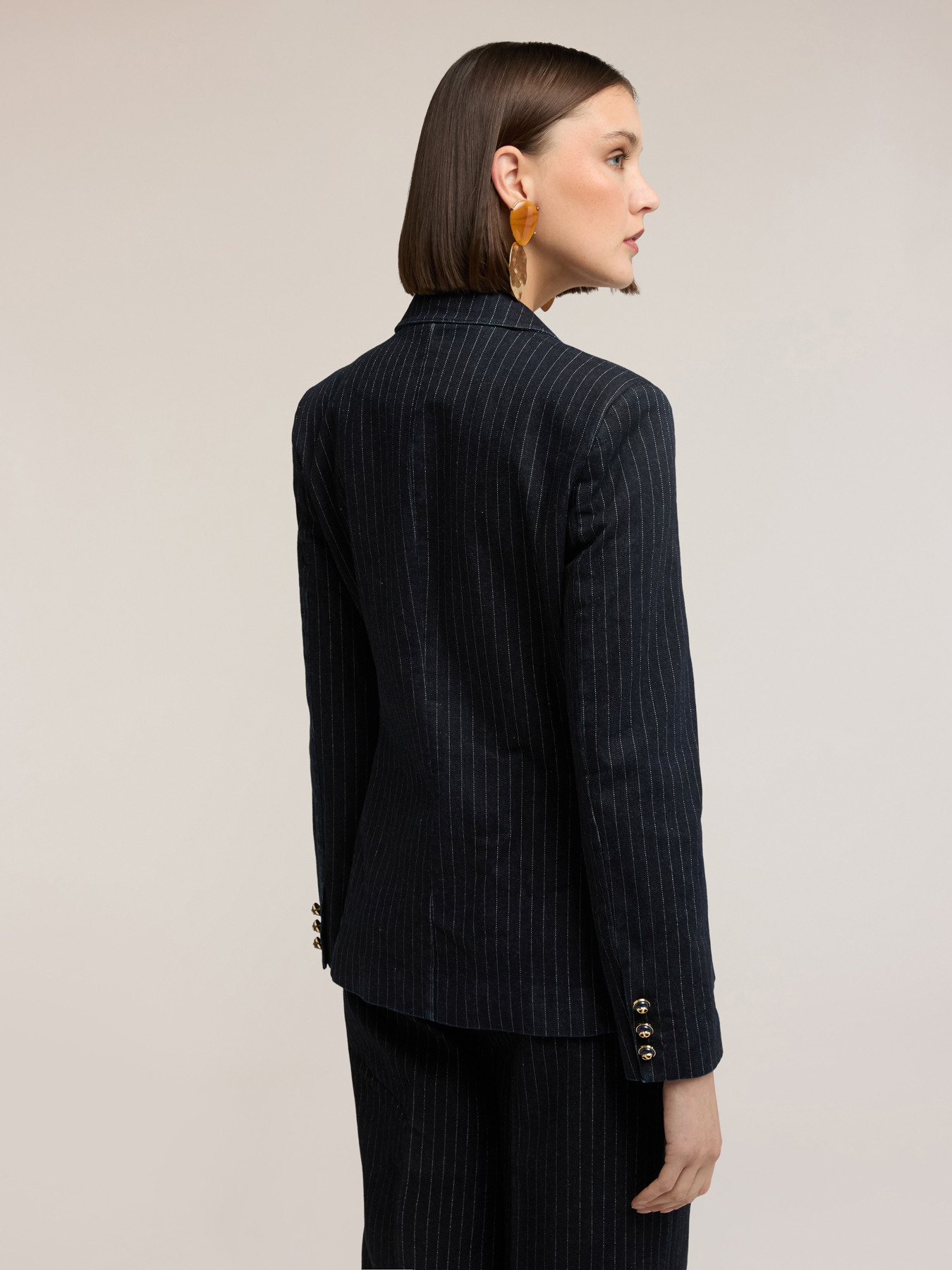 Structured jacket in pinstripe denim image number 1