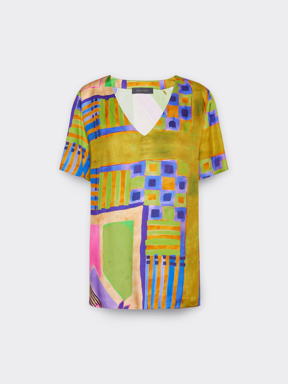 Printed short sleeve blouse