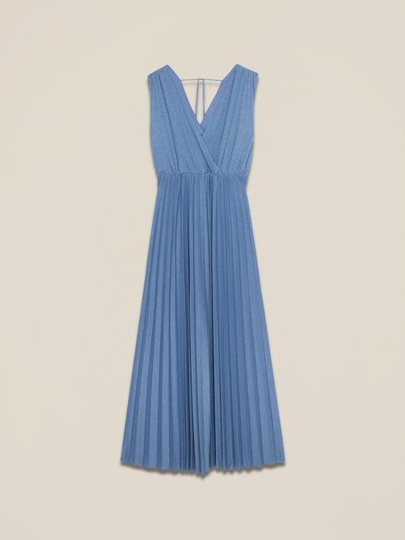 Long pleated lurex dress