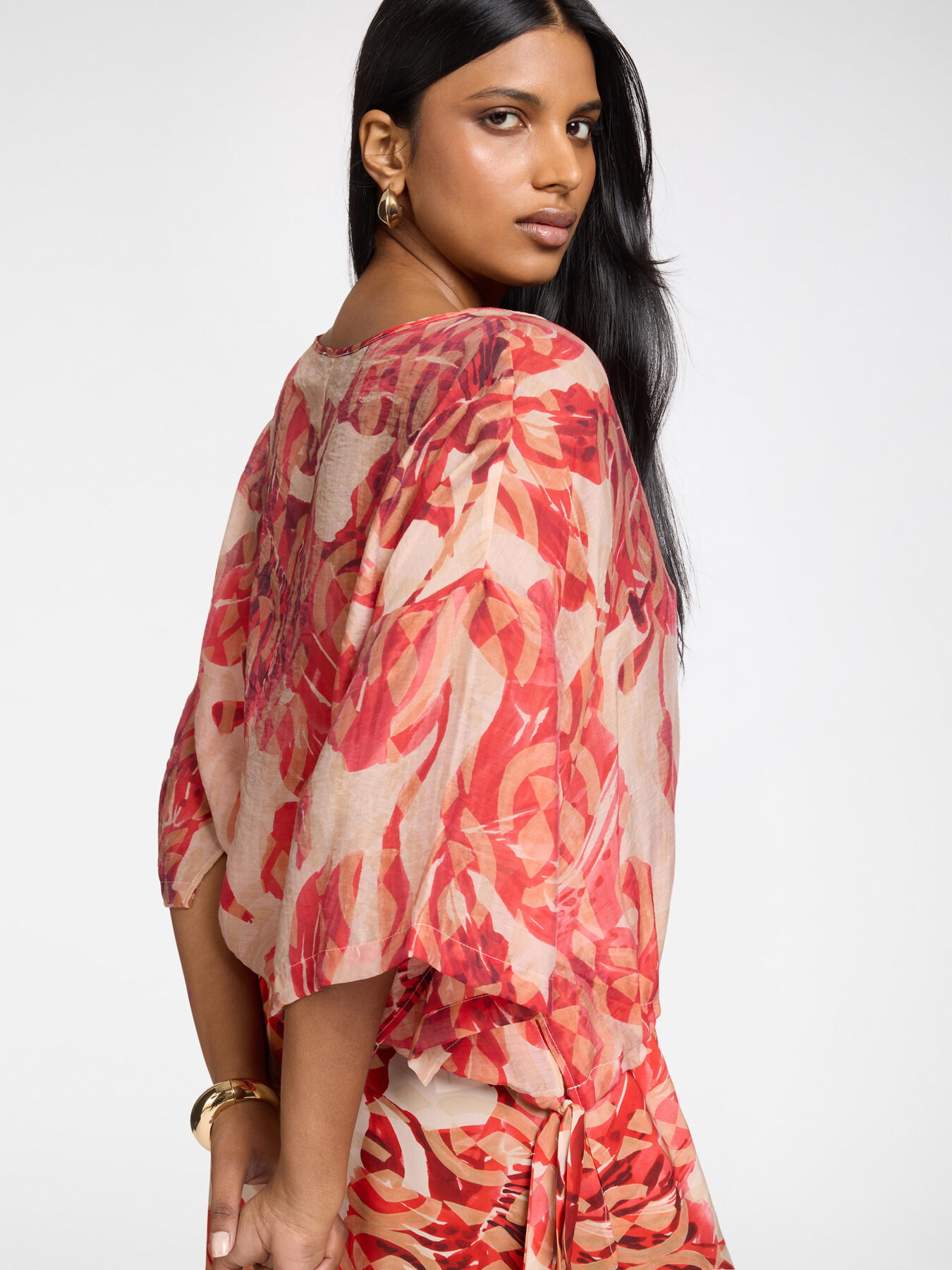 Printed blouse with ties image number 3