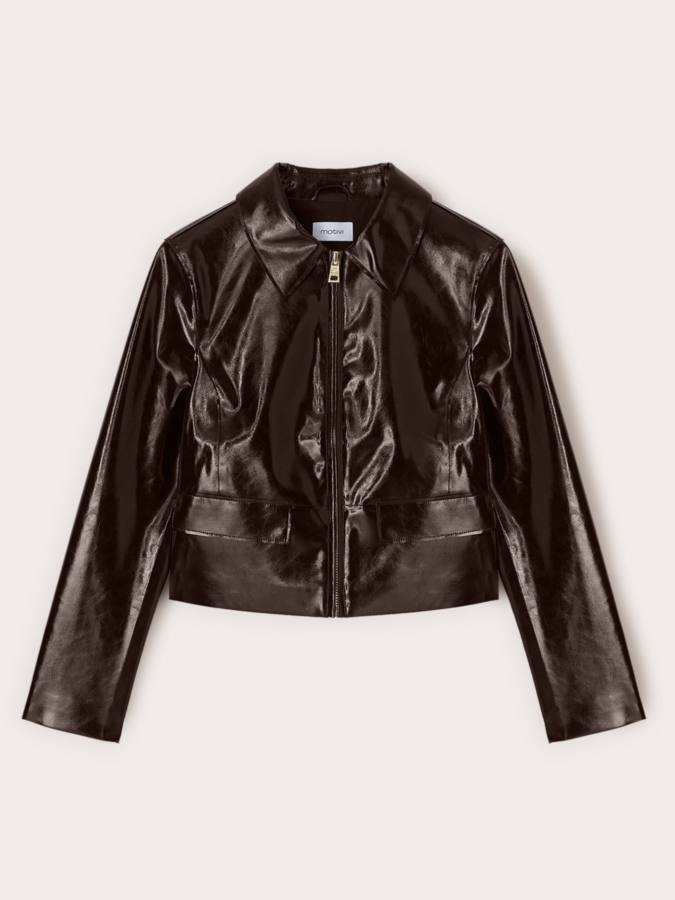 Short jacket in shiny fabric image number 4