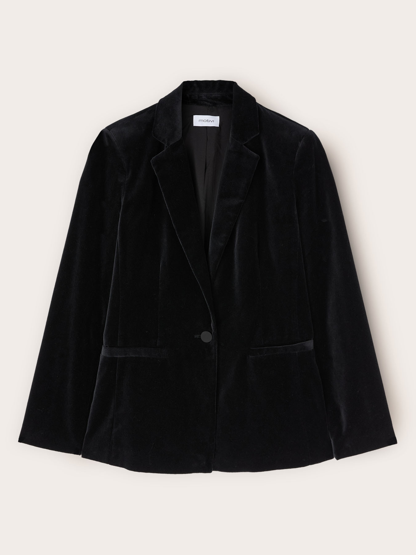 Blazer cu un rând de nasturi din catifea image number 4