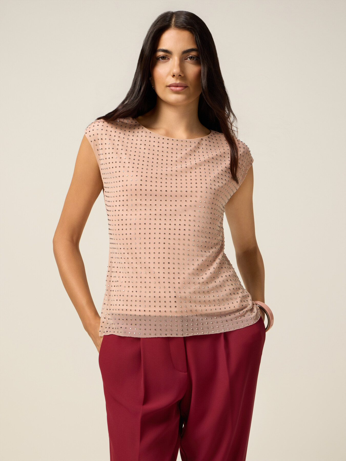 Top in tulle borchiette image number 3