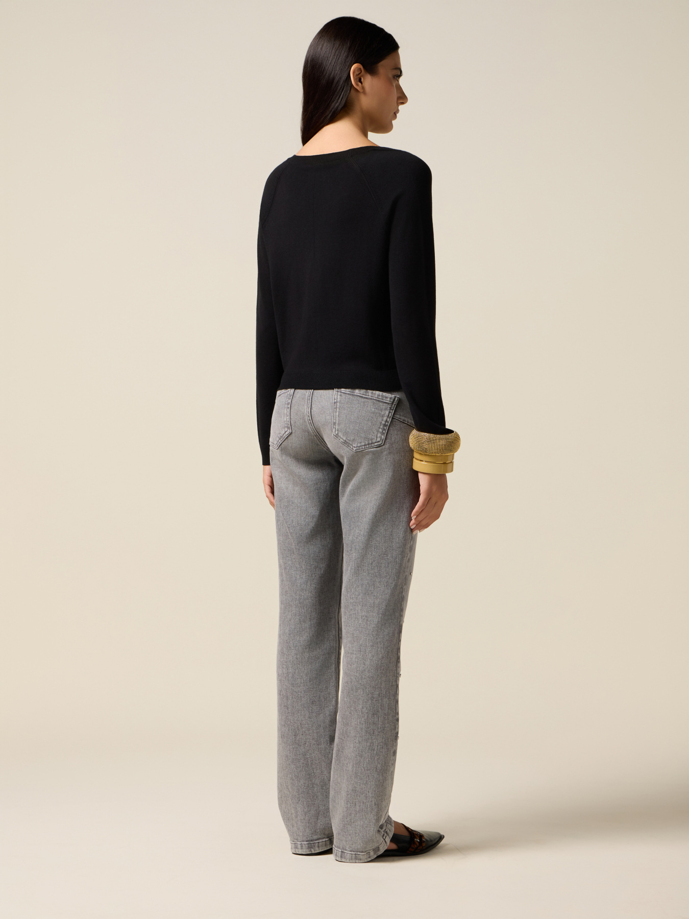 Cardigan col V mélange viscose image number 1