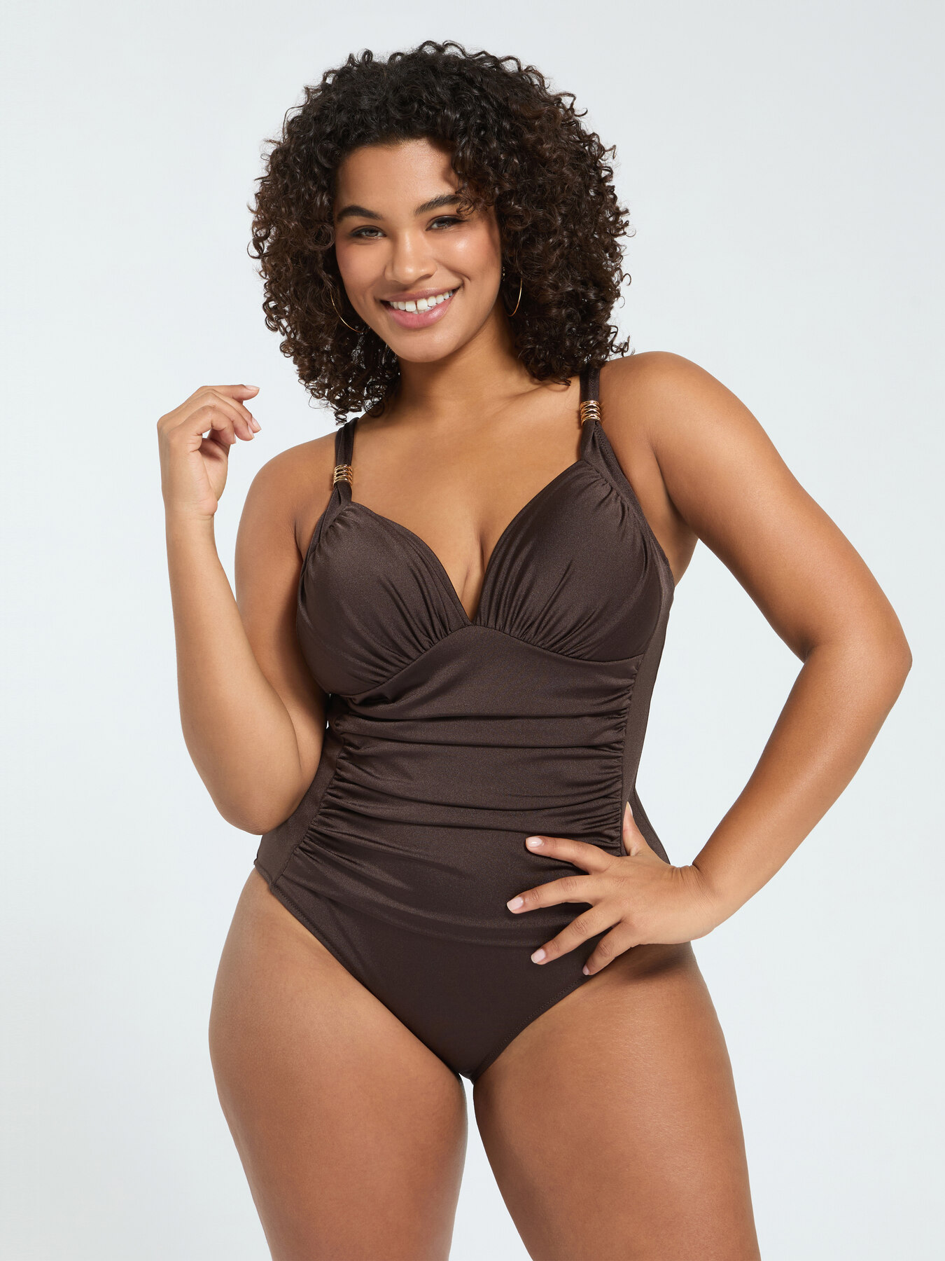 One-piece swimsuit with ruching on the side image number 3