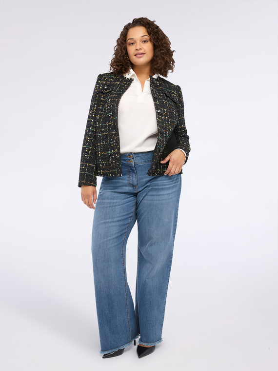 Bouclé jacket with fringe