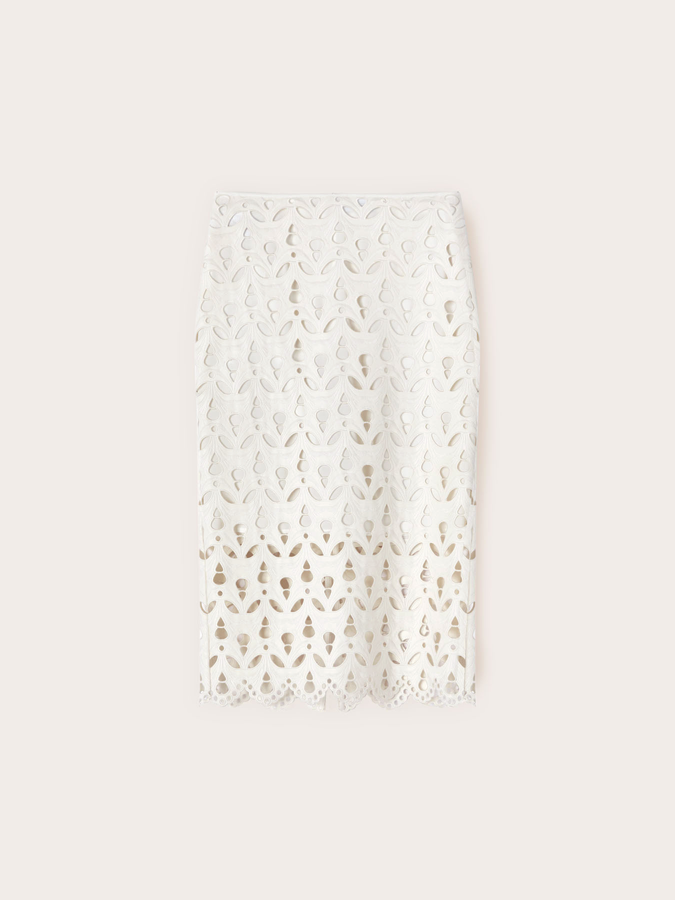 Pencil skirt in coated fabric with sangallo effect image number 4