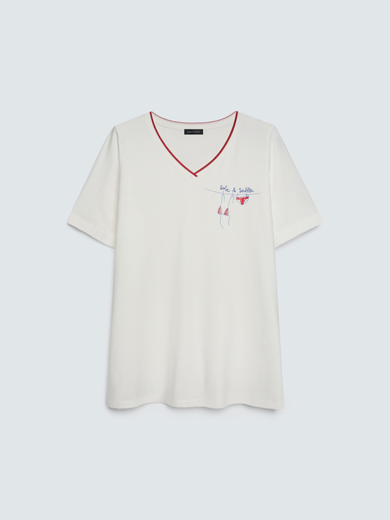 Camiseta de algod&oacute;n con estampado y lettering