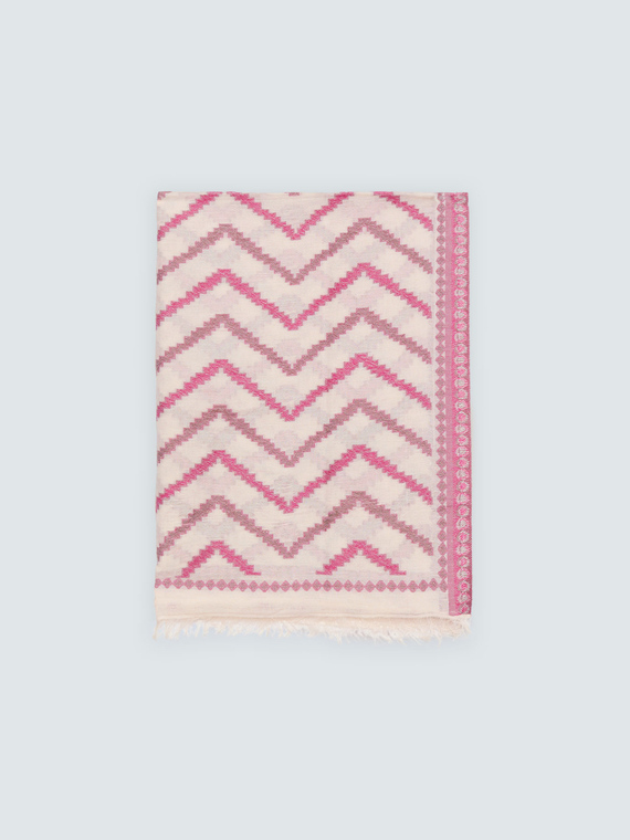 Foulard lungo con ricami e frange