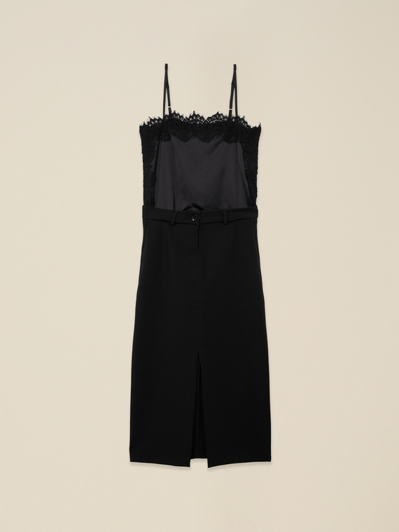 Vestito tubino bimaterico