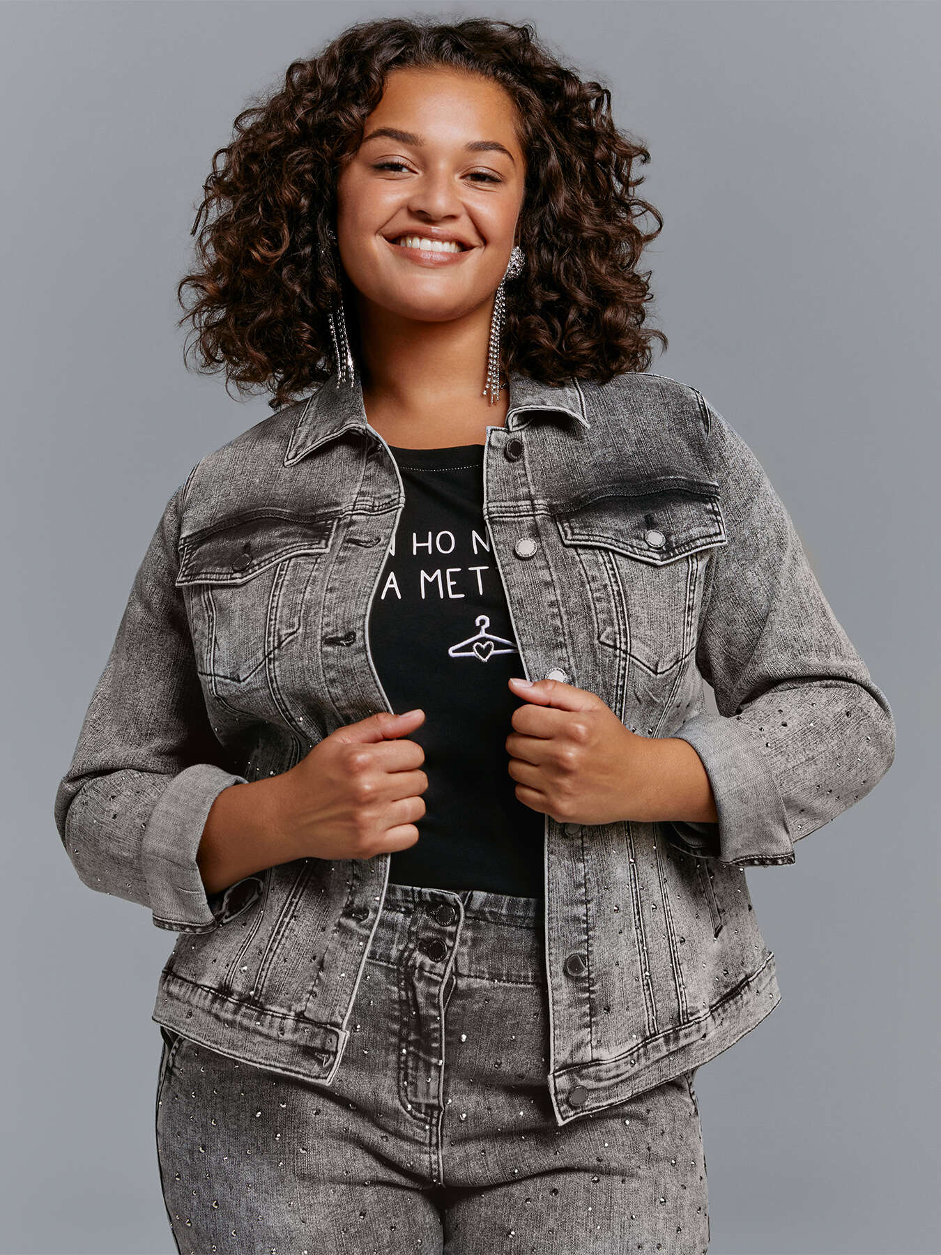 Denim jacket with light points image number 0