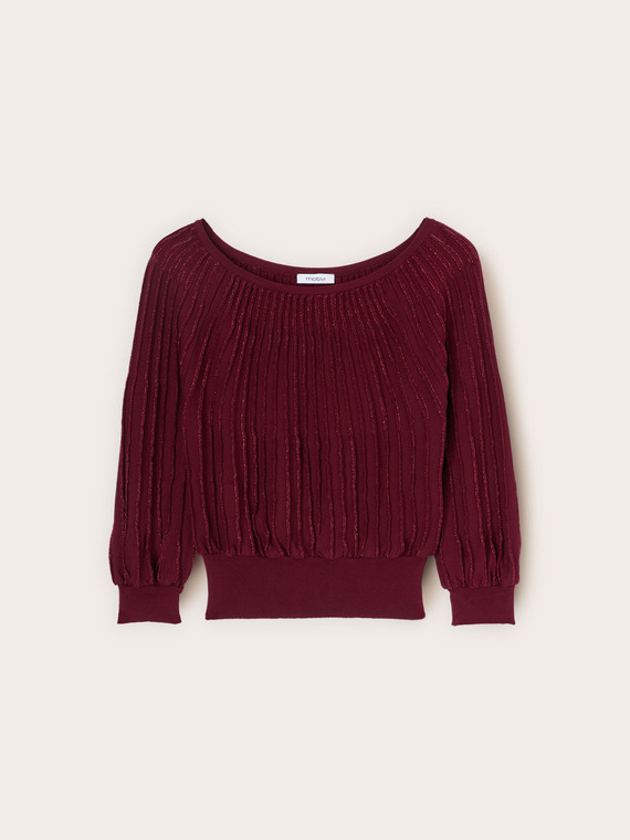 Lurex striped sweater with balloon sleeves