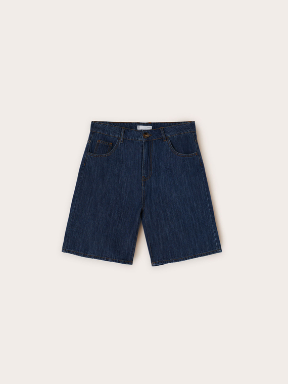 Bermudashorts aus Denim-Leinen-Mischgewebe