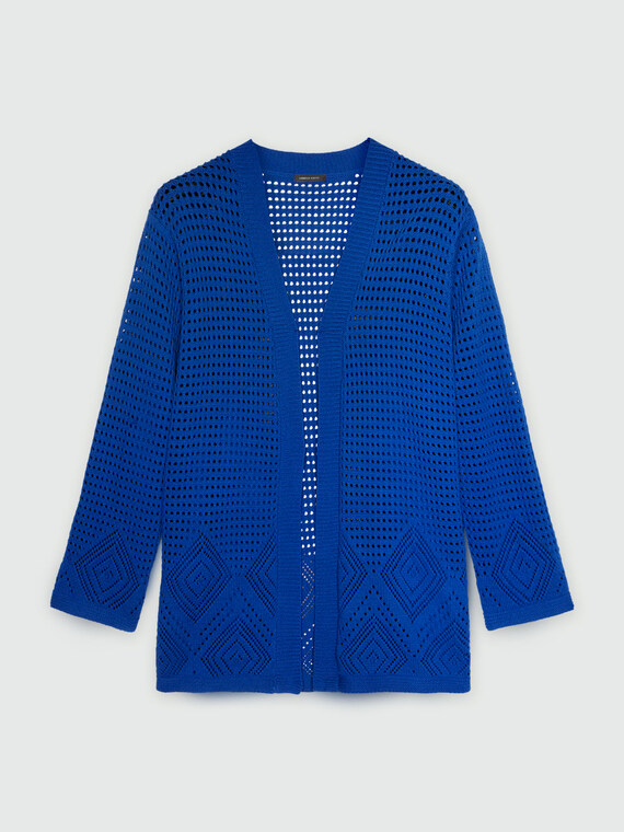 Langer Cardigan mit Lochmuster