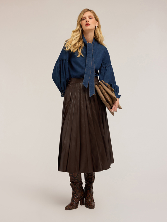 Denim shirt with a scarf collar