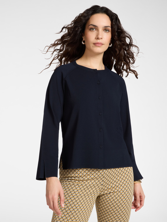 Viscose blend crew neck cardigan