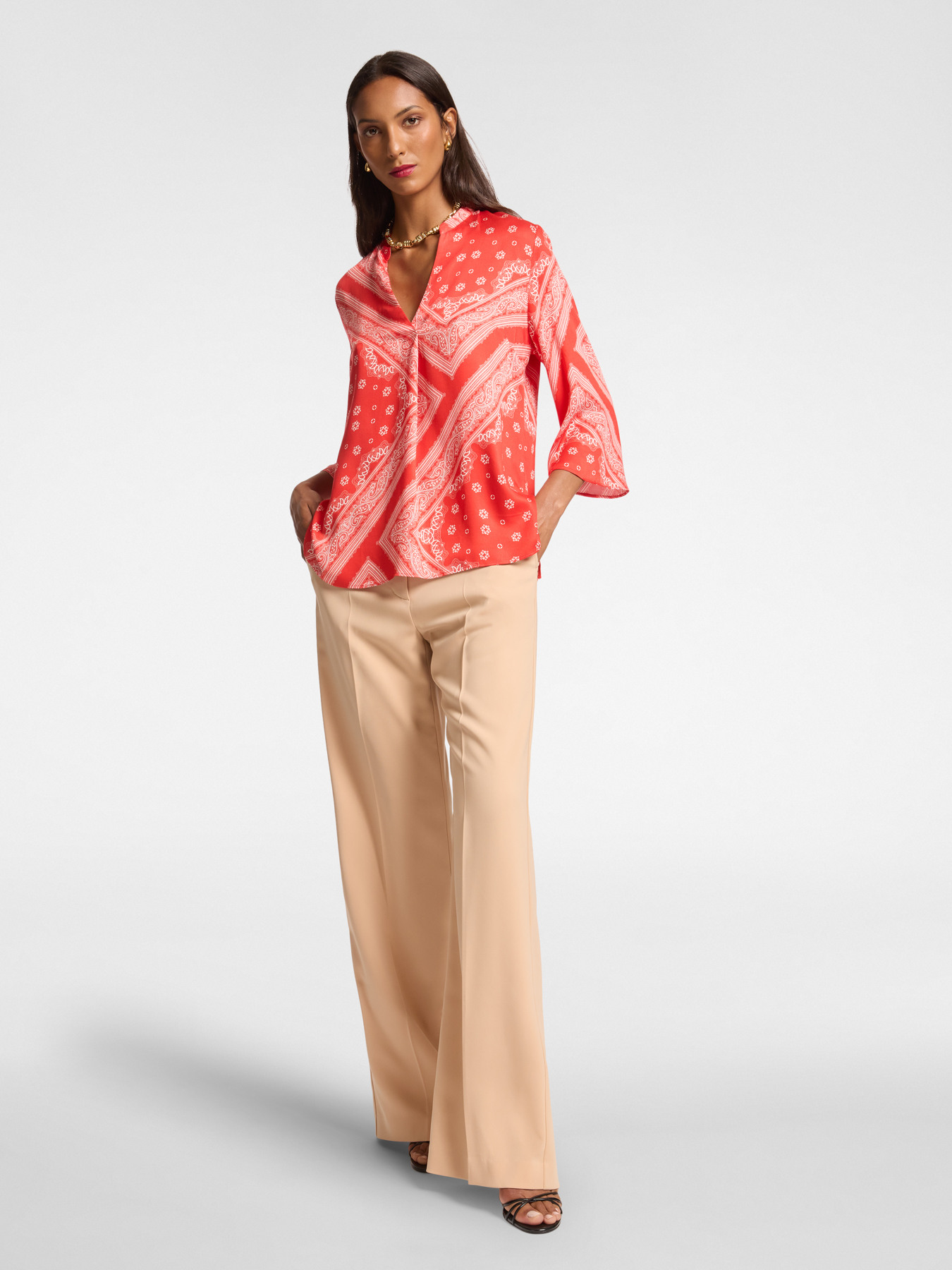 Blouse with scarf print image number 2