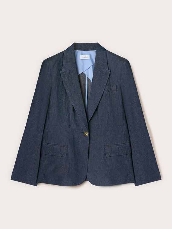 Blazer cu un r&acirc;nd de nasturi din chambray