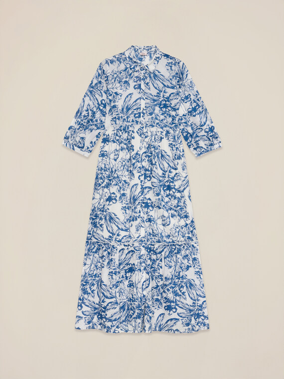 Robe chemisier longue en coton imprimé