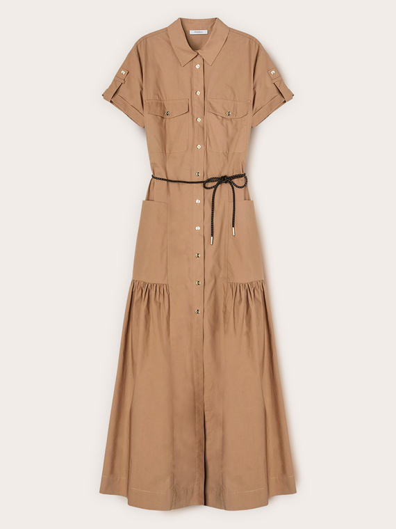 Long shirt dress in cotton blend