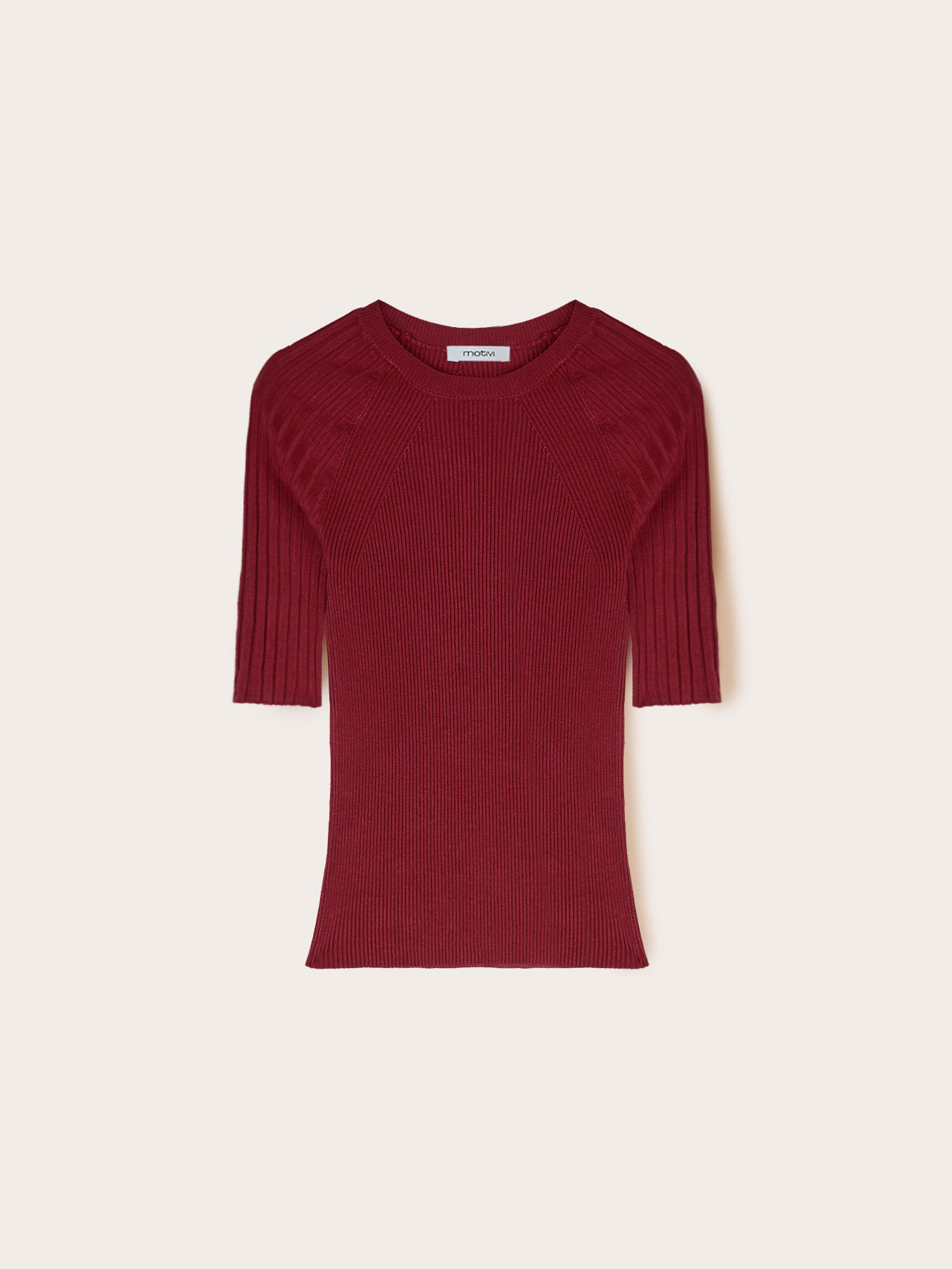Short-sleeved ribbed knit top image number 4