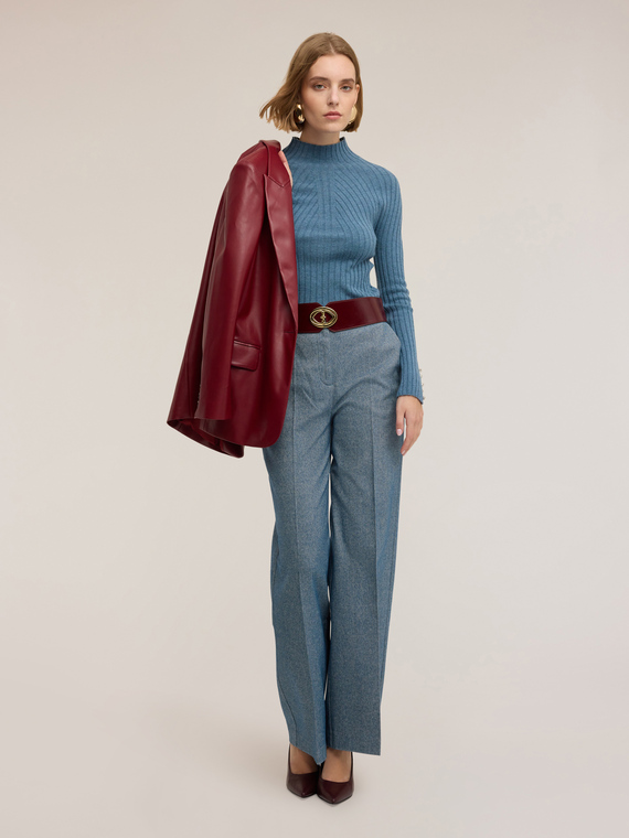 Pantalon palazzo en fil teint