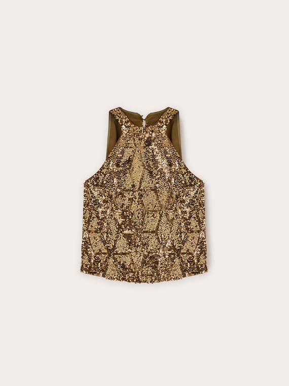 Top all'americana full paillettes